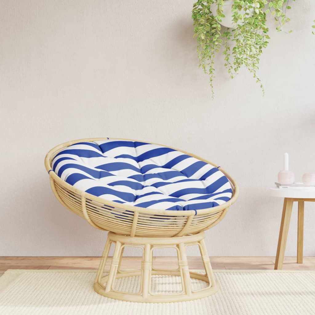 Almofadão redondo ø 100 x11 cm tecido oxford riscas azul/branco