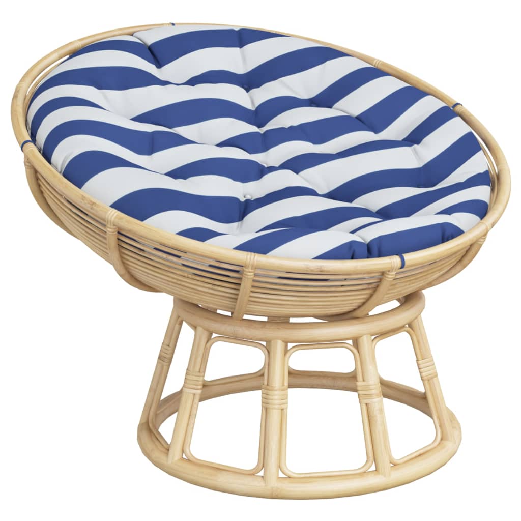 Almofadão redondo ø 100 x11 cm tecido oxford riscas azul/branco