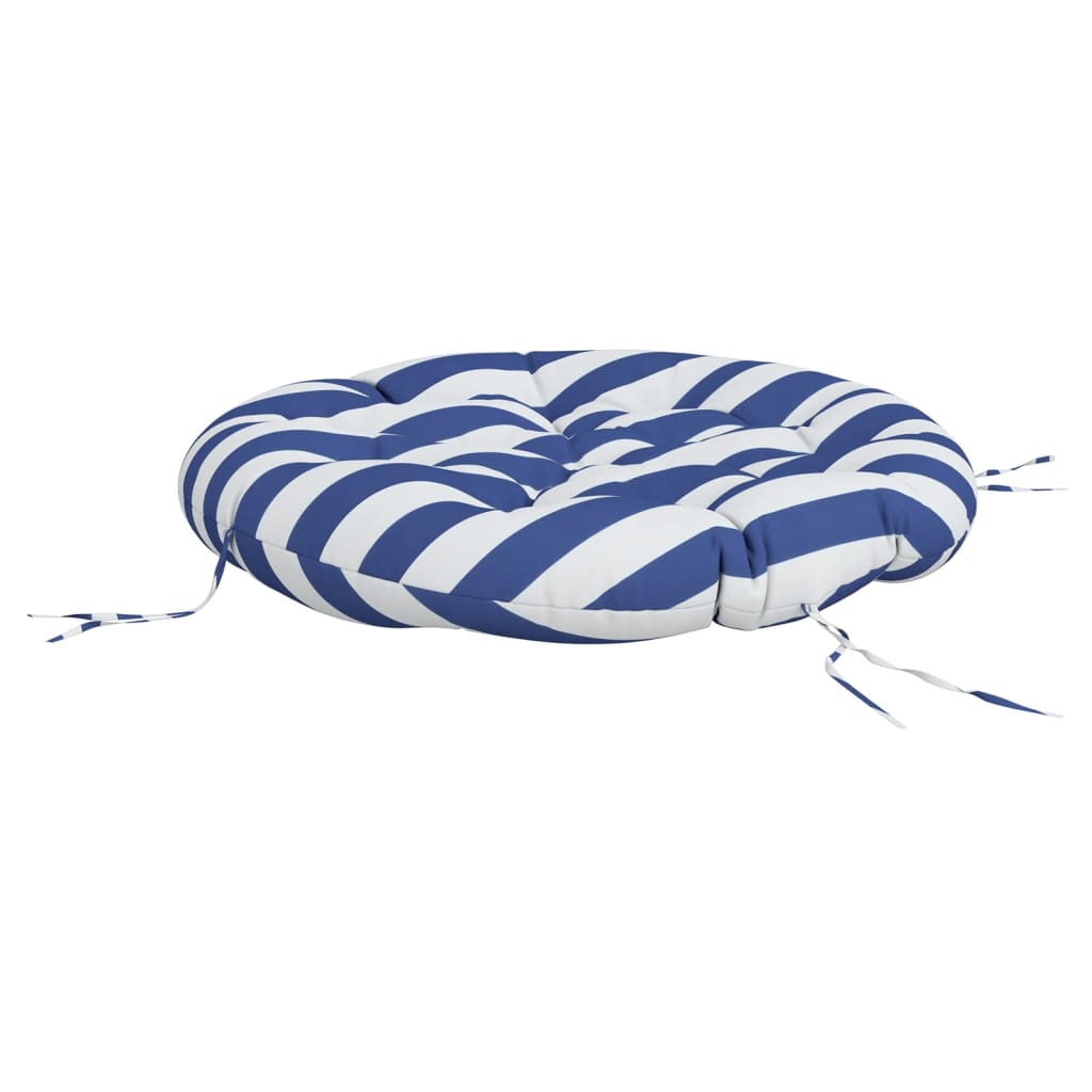 Almofadão redondo ø 100 x11 cm tecido oxford riscas azul/branco