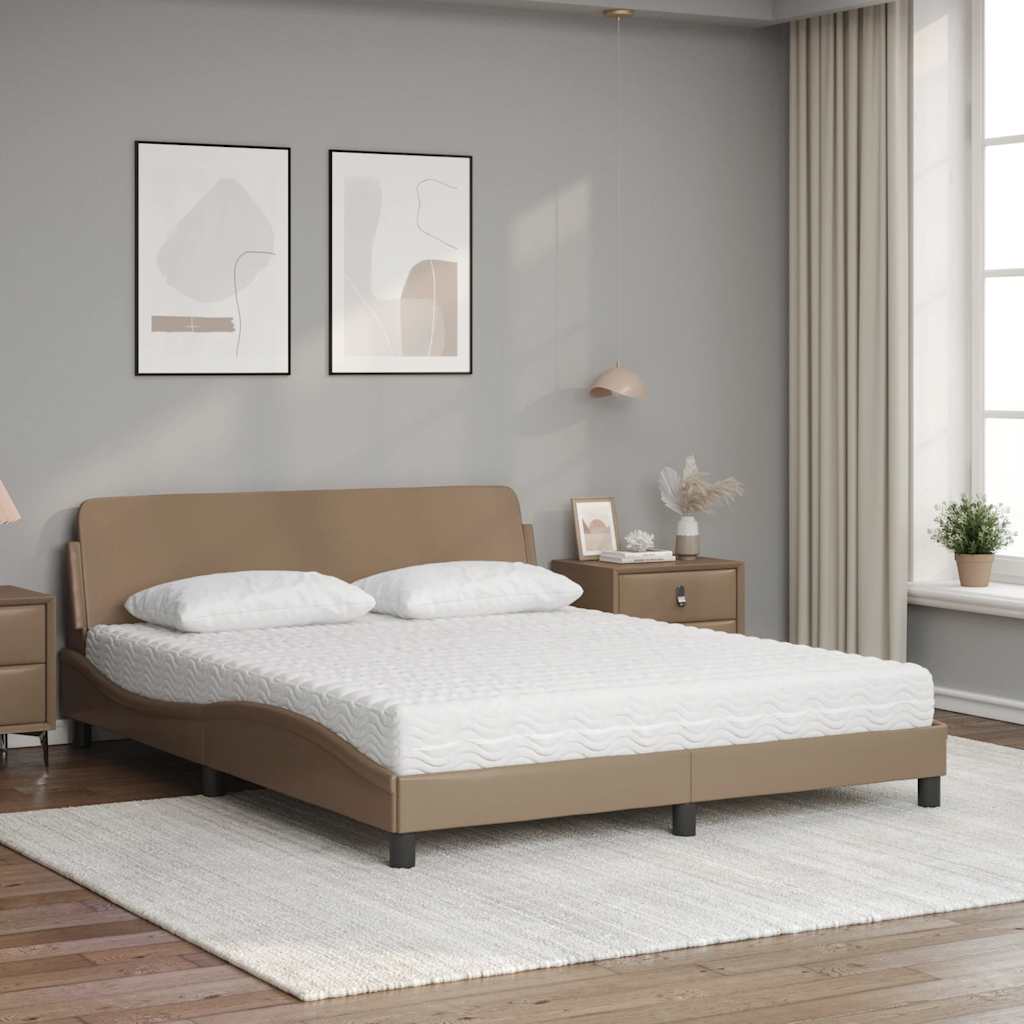 Cama com colchão dover 160x200 cm couro artificial cappuccino