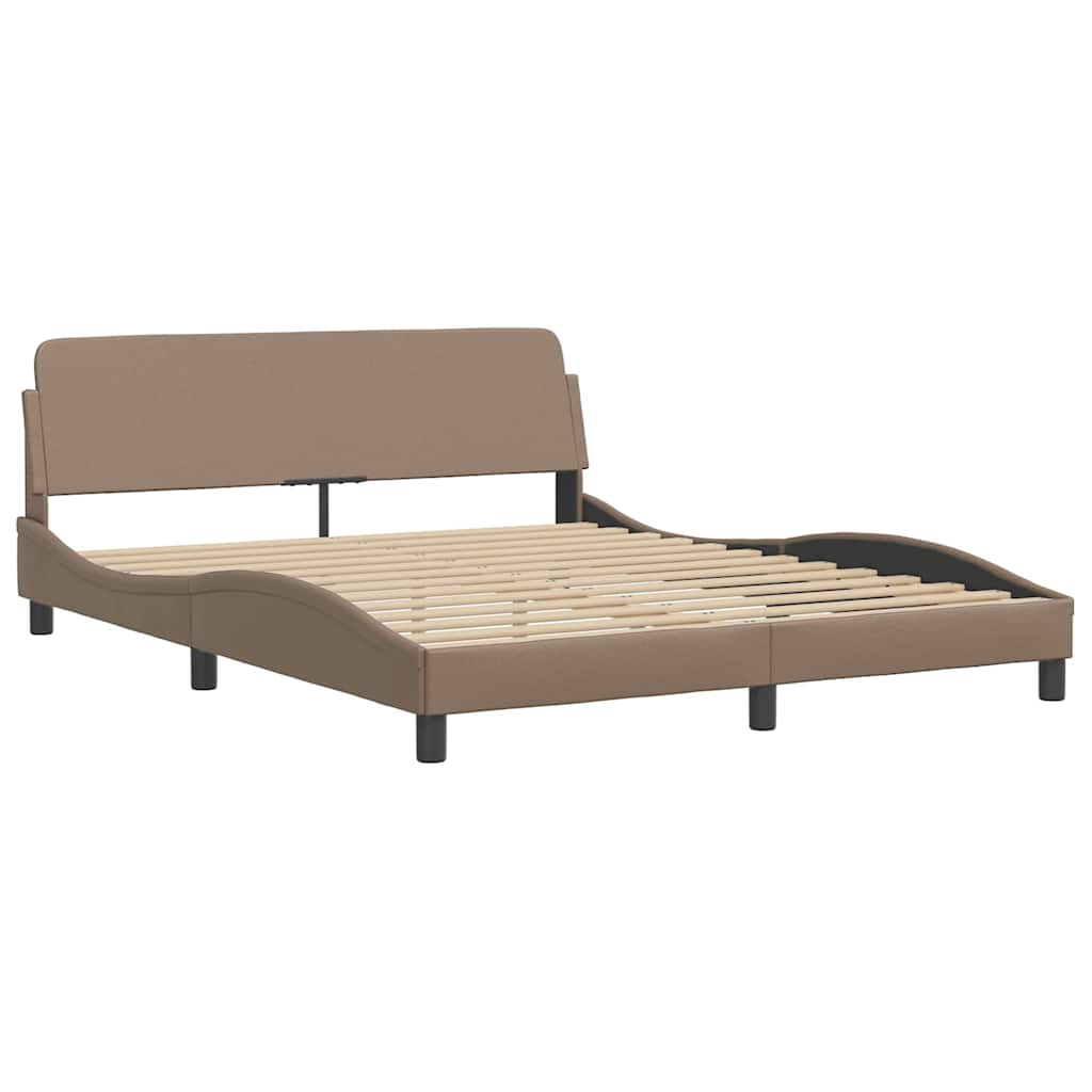 Cama com colchão dover 160x200 cm couro artificial cappuccino