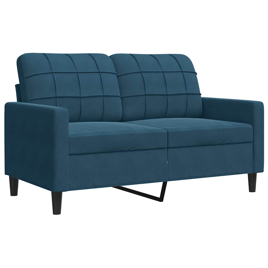 2 Pcs conjunto de sofás com almofadões veludo azul