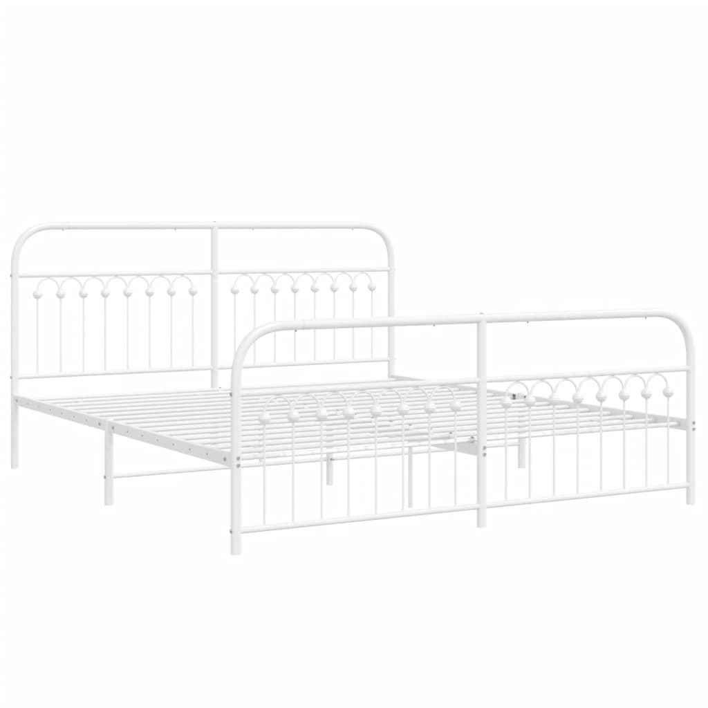 Estrutura de cama com cabeceira e pés 183x213 cm metal branco