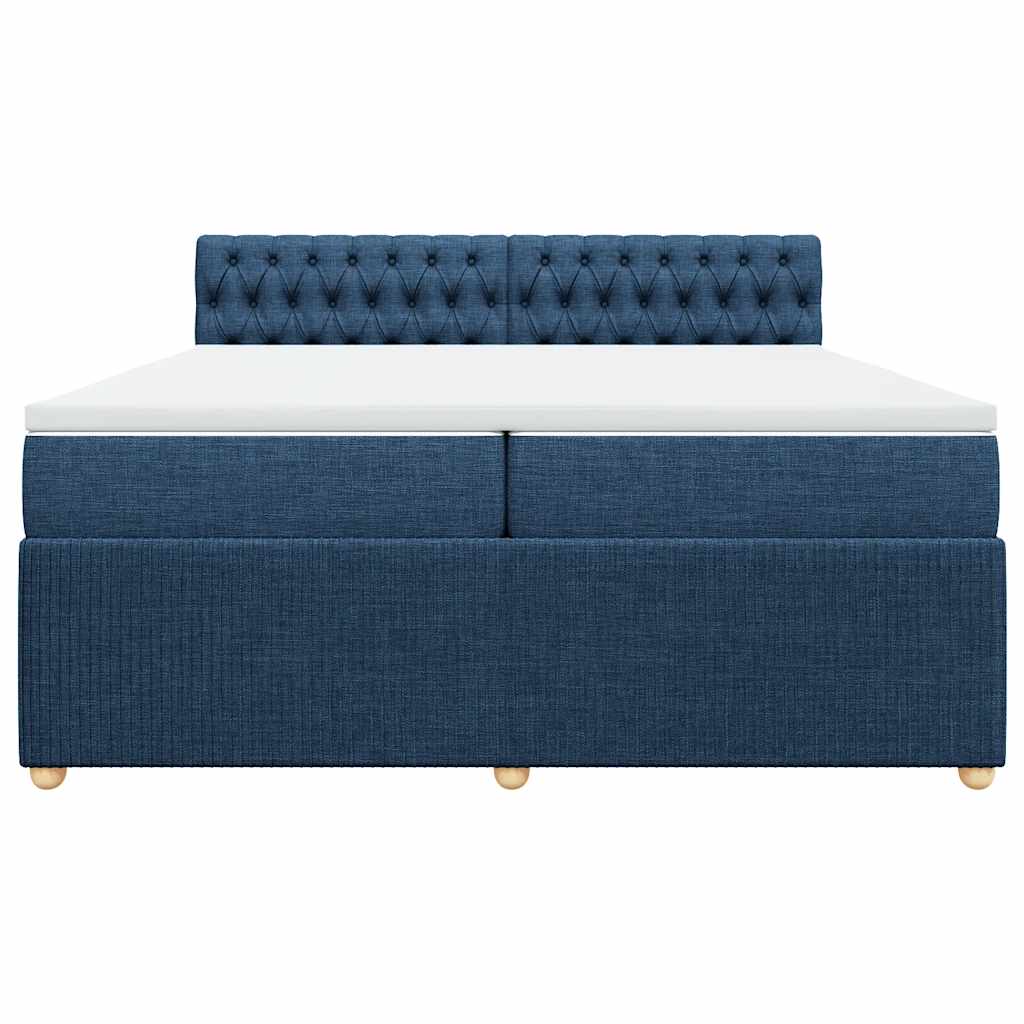 Cama com molas/colchão 200x200 cm tecido azul