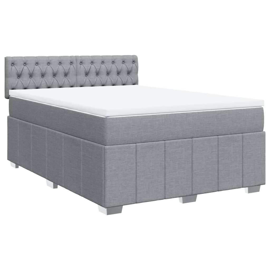 Cama com molas/colchão 140x190 cm tecido cinzento-claro