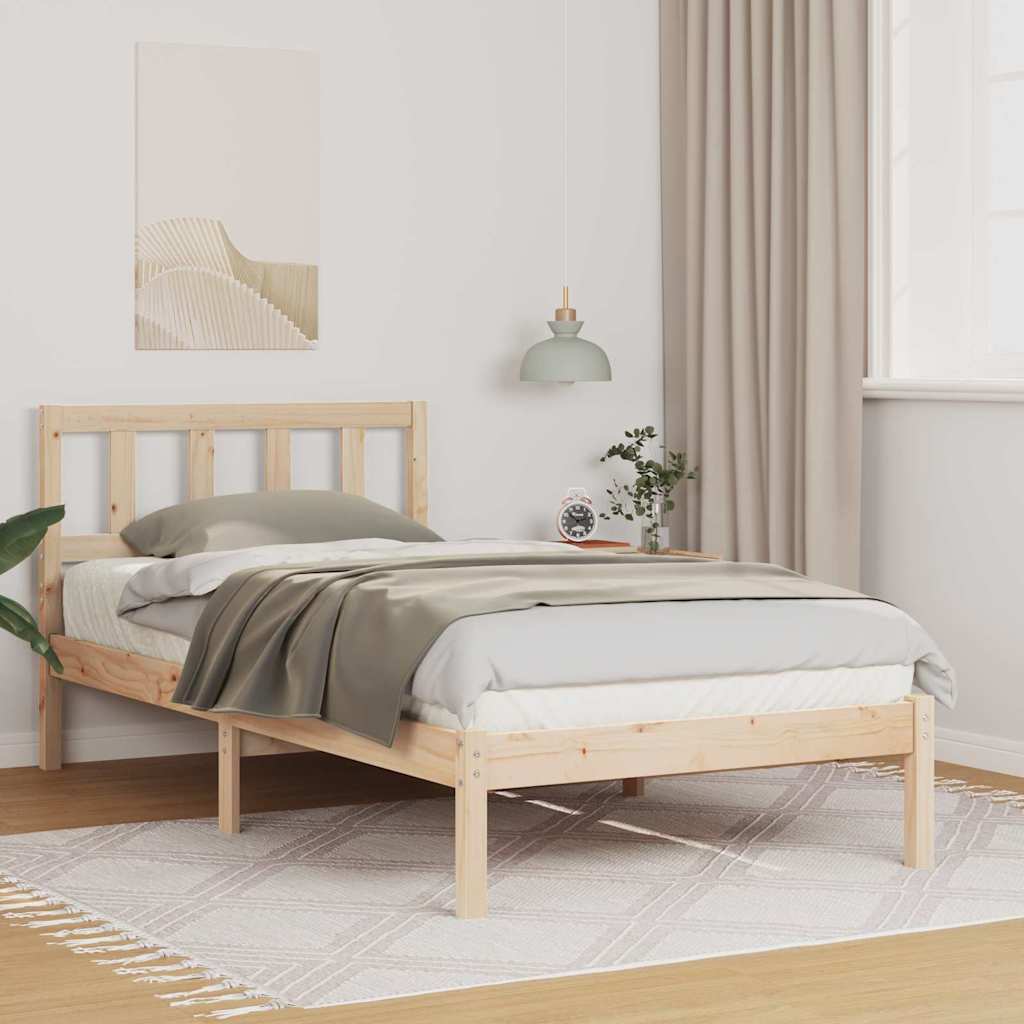 Estrutura da cama com cabeceira castanho 75 x 190 cm