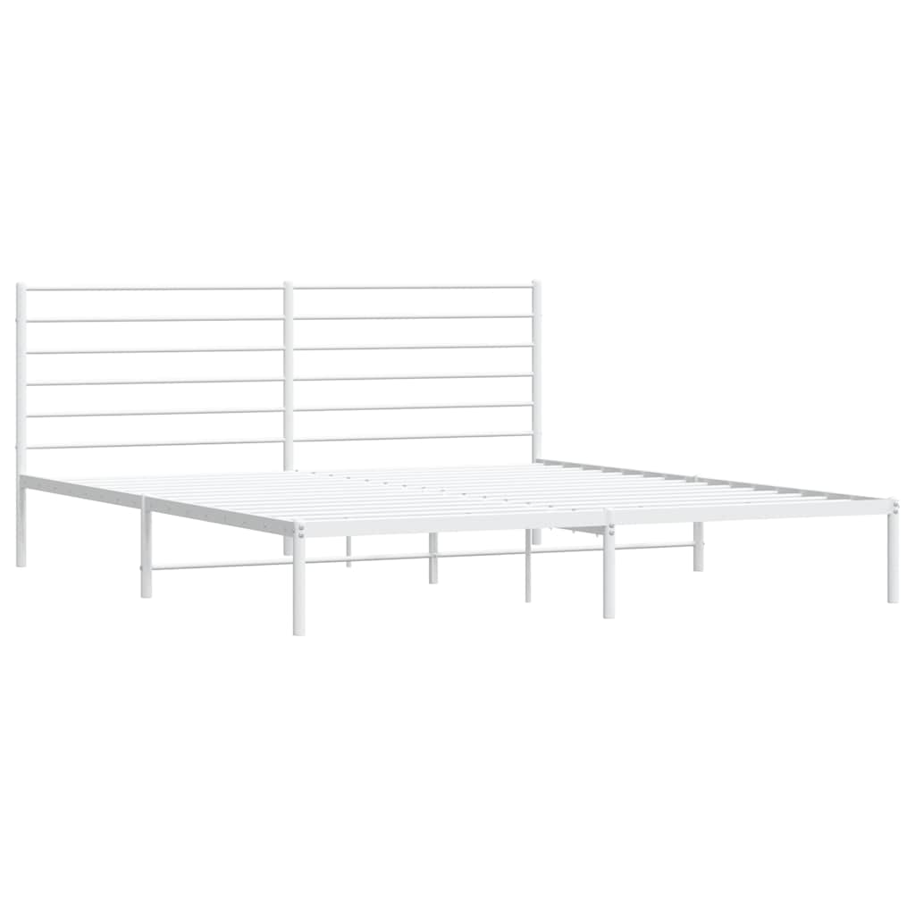 Estrutura de cama com cabeceira 193x203 cm metal branco