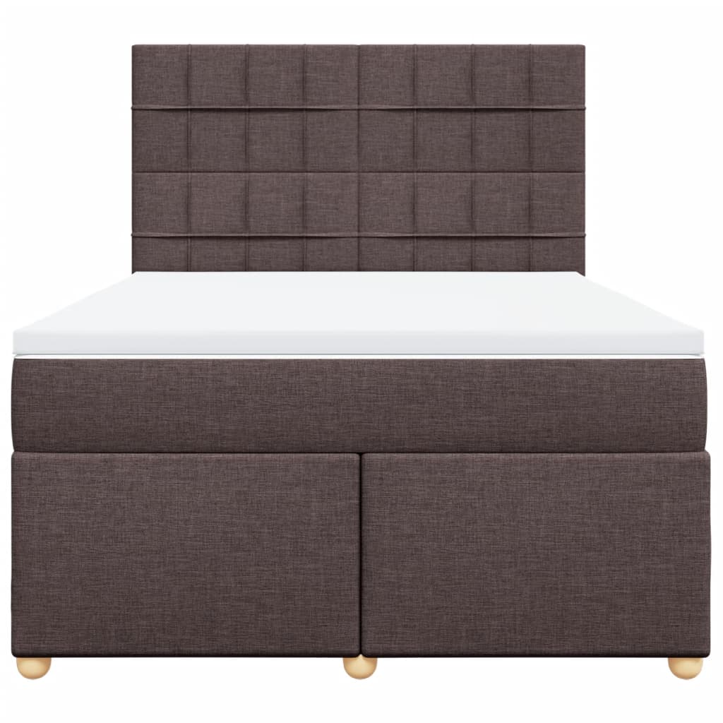 Cama com molas/colchão 140x200 cm tecido castanho-escuro