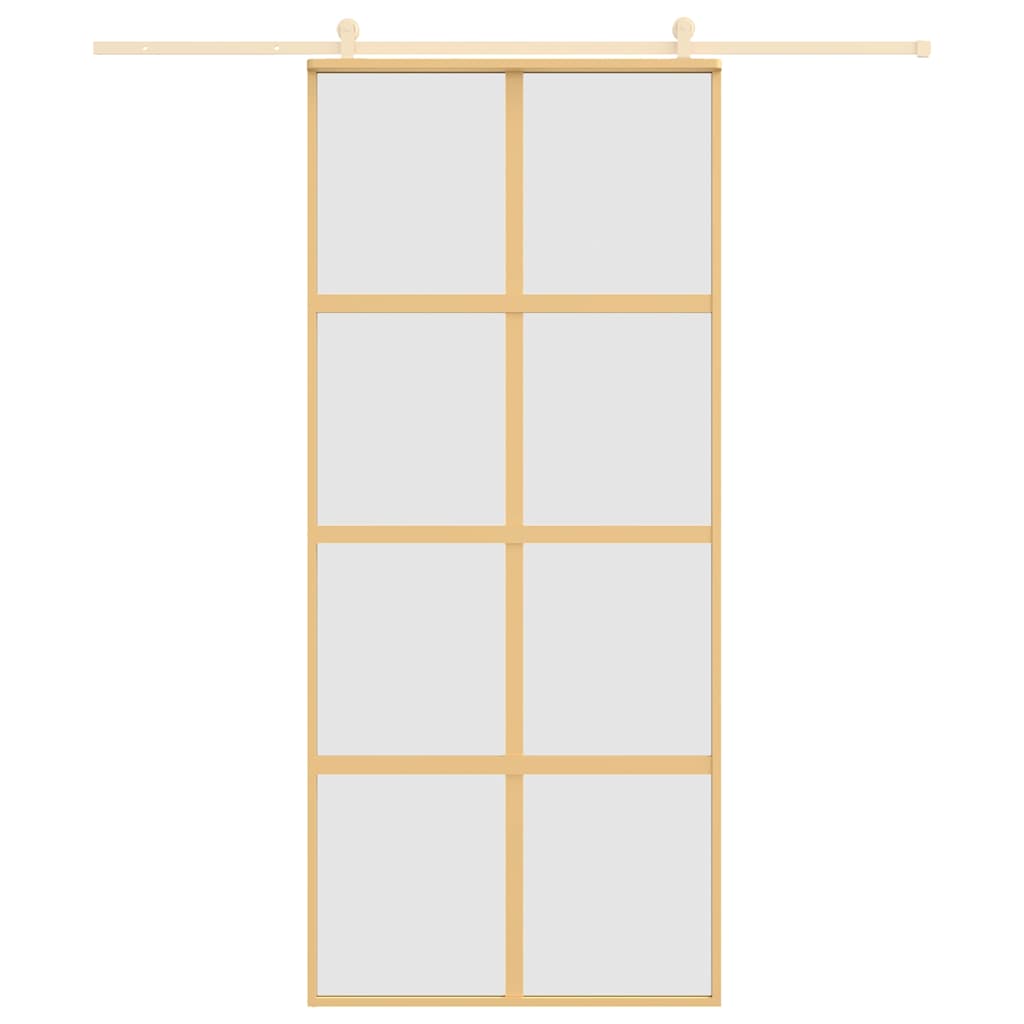 Porta deslizante 90x205 cm vidro esg fosco/alumínio dourado