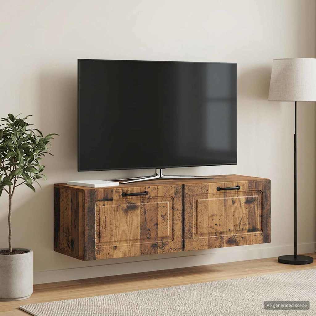 Gabinete de TV de parede madeira antiga 98 x 31 x 30 cm