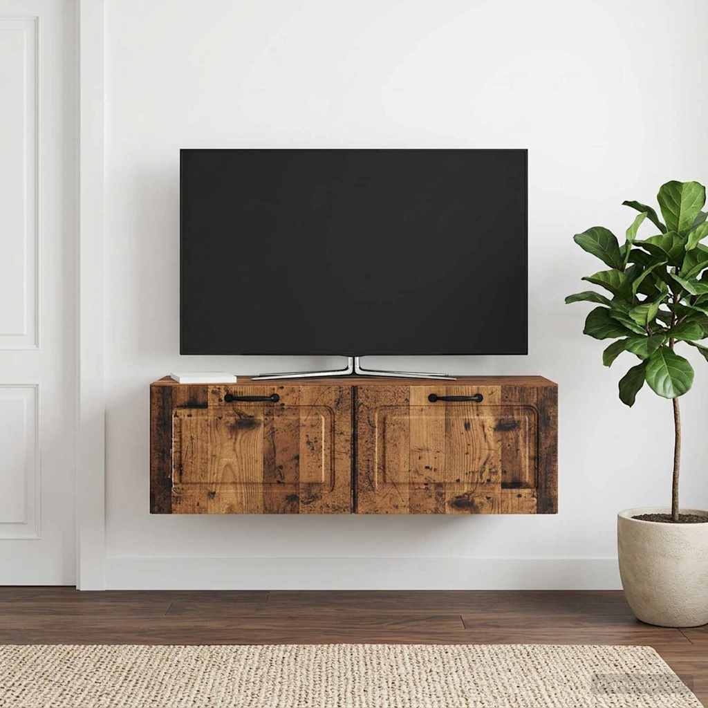 Gabinete de TV de parede madeira antiga 98 x 31 x 30 cm