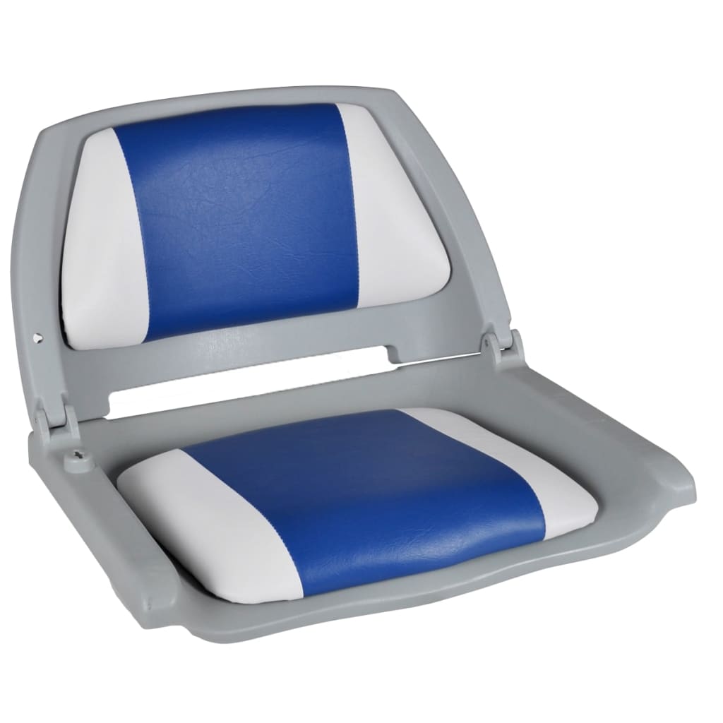 Assentos barco 2 pcs encosto dobrável azul/branco 41x51x48 cm