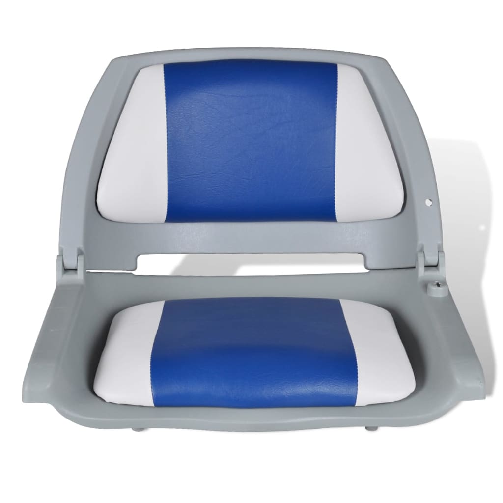 Assentos barco 2 pcs encosto dobrável azul/branco 41x51x48 cm