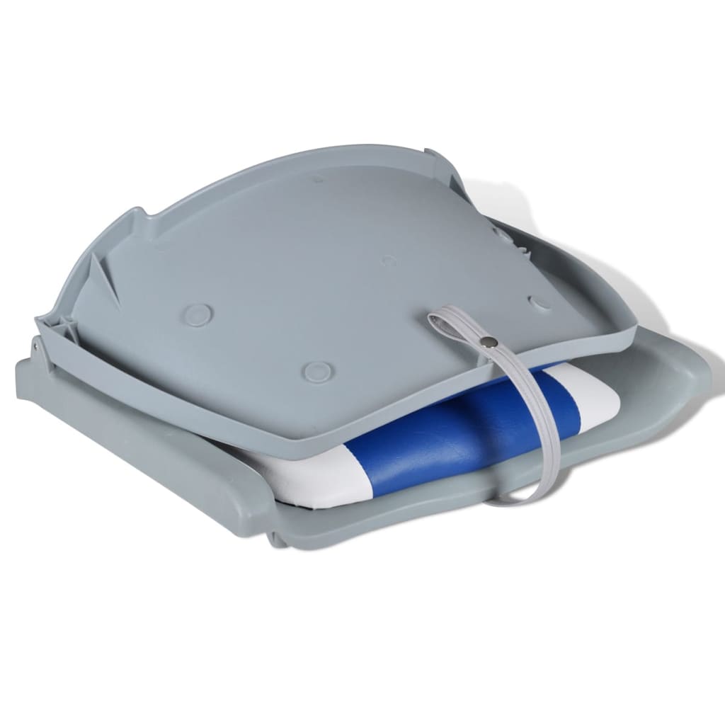 Assentos barco 2 pcs encosto dobrável azul/branco 41x51x48 cm