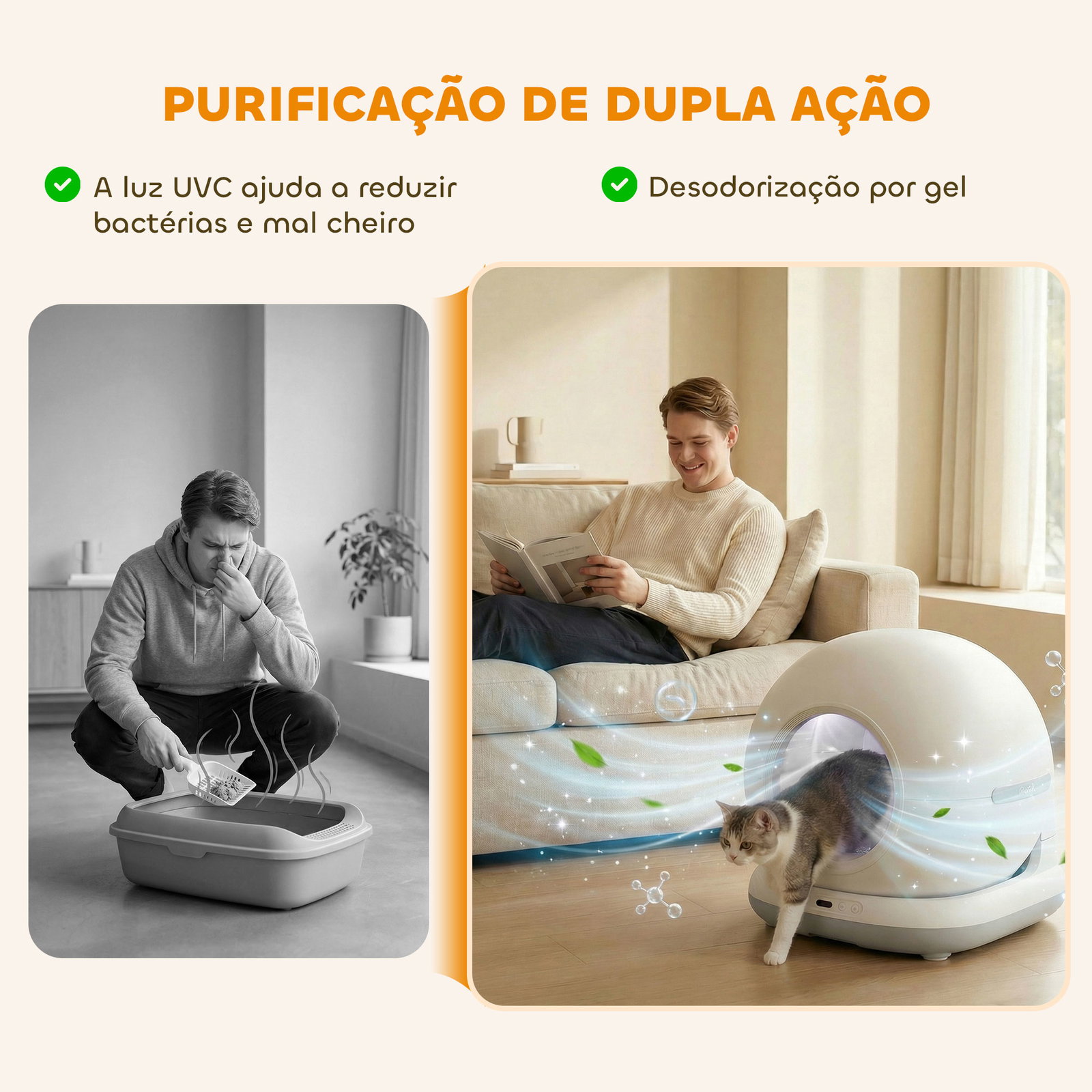 Caixa de areia autolimpante capacidade 7l com controlo por app purificação de odores ruído e sensores de segurança 58,1x47,5x53 cm branco e cinzento