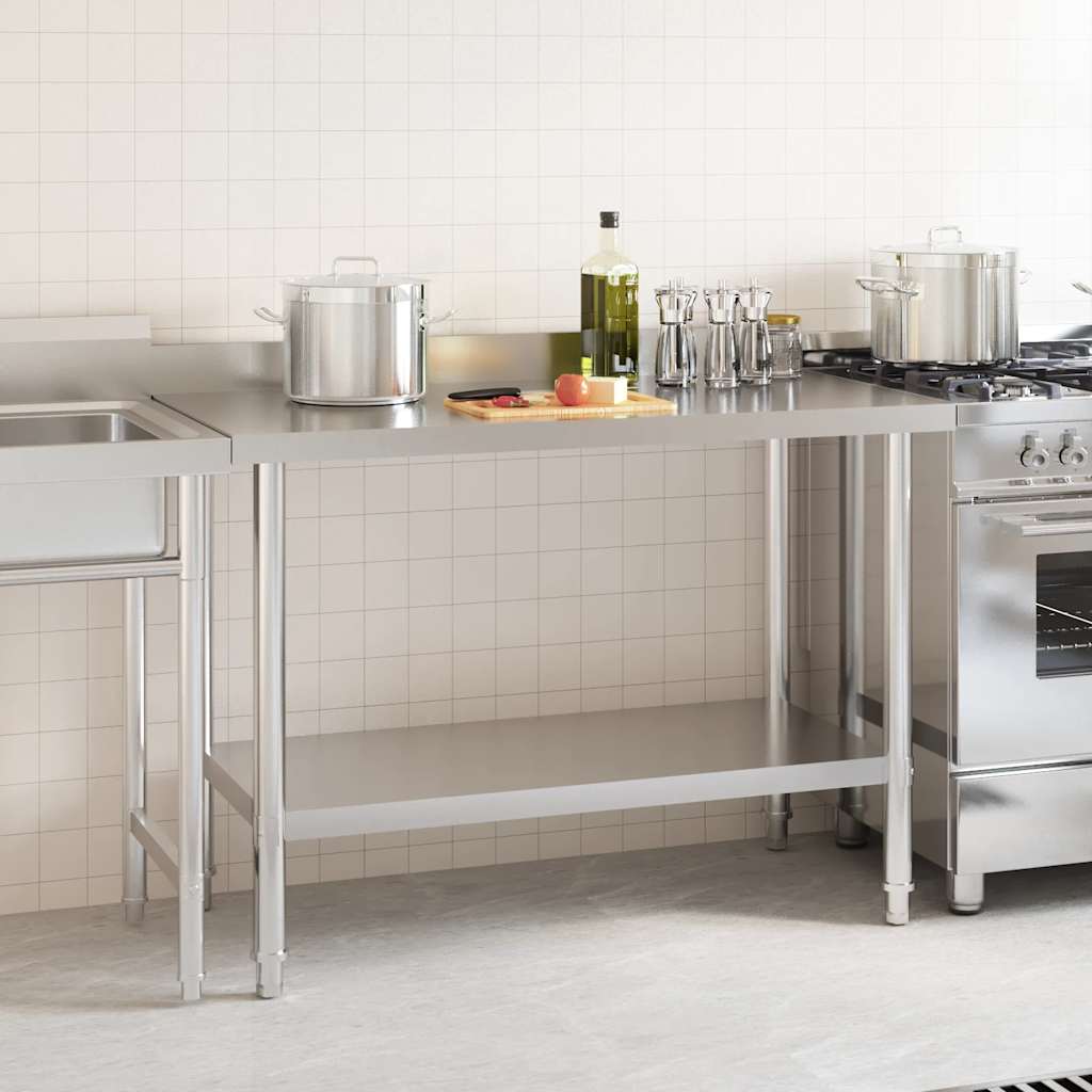 Mesa cozinha rebordo antissalpicos 120x60x93 cm aço inoxidável