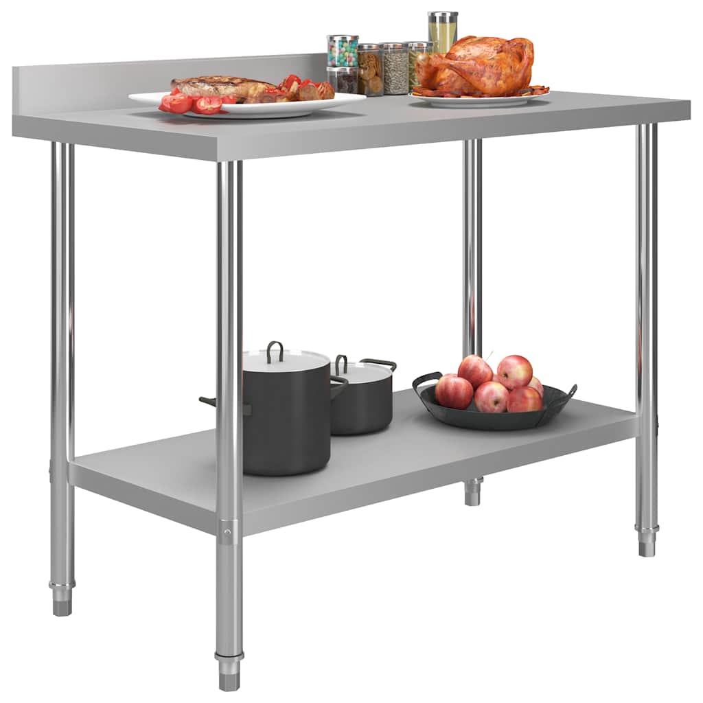 Mesa cozinha rebordo antissalpicos 120x60x93 cm aço inoxidável