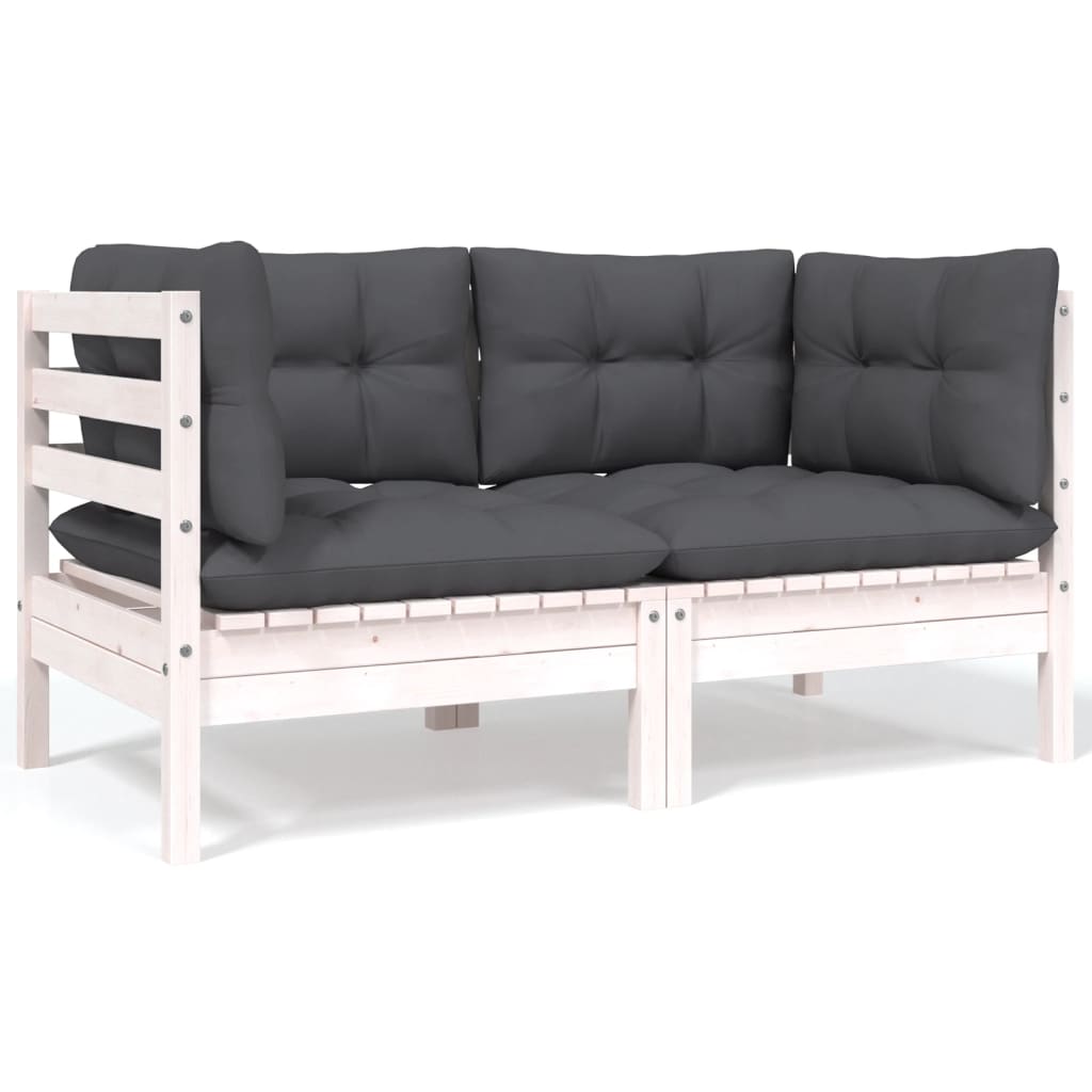 6 Pcs conjunto lounge de jardim c/ almofadões pinho maciço
