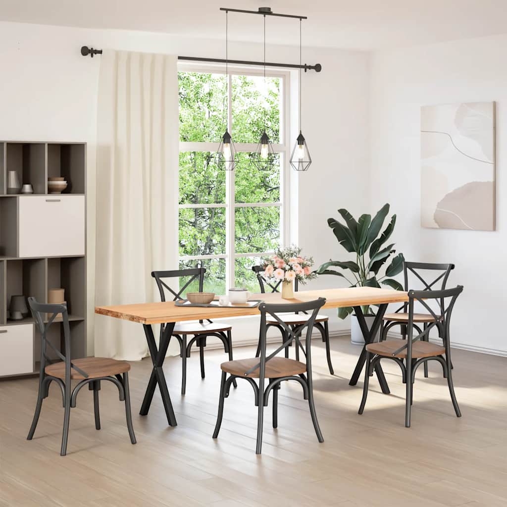 Pés para mesa de jantar em formato de x, 2 peças, preto, 50x(72-73) cm, aço