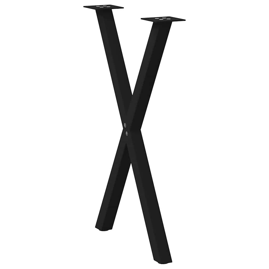 Pés para mesa de jantar em formato de x, 2 peças, preto, 50x(72-73) cm, aço