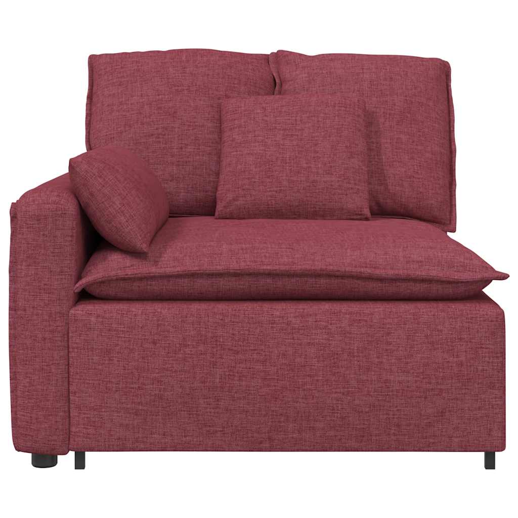 Módulo de extremidade de apoio de braço para sofá modular com almofadas, vermelho vinho, 100 cm