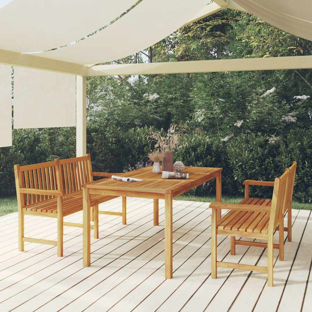 3 Pcs conjunto de jantar para jardim madeira de teca maciça