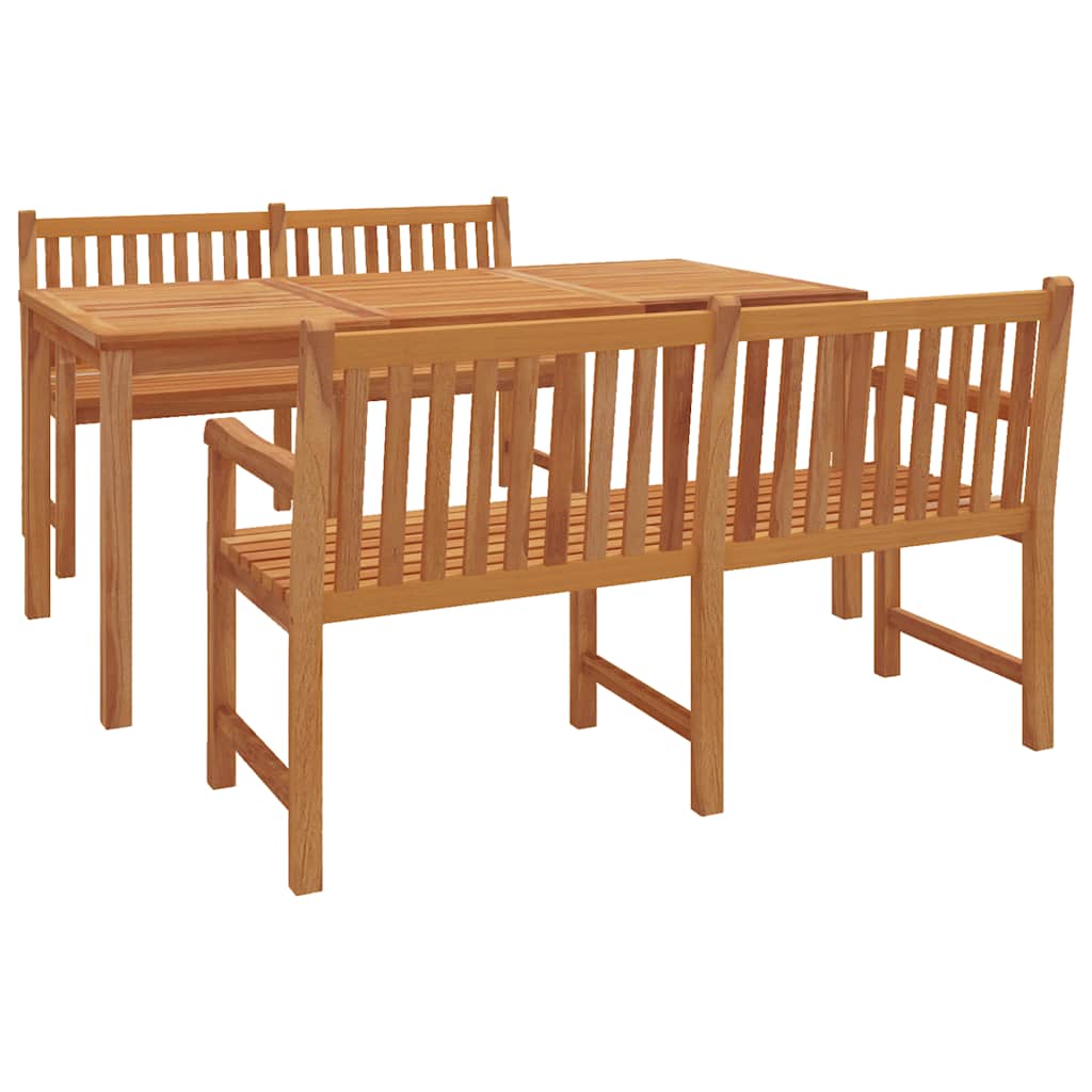 3 Pcs conjunto de jantar para jardim madeira de teca maciça