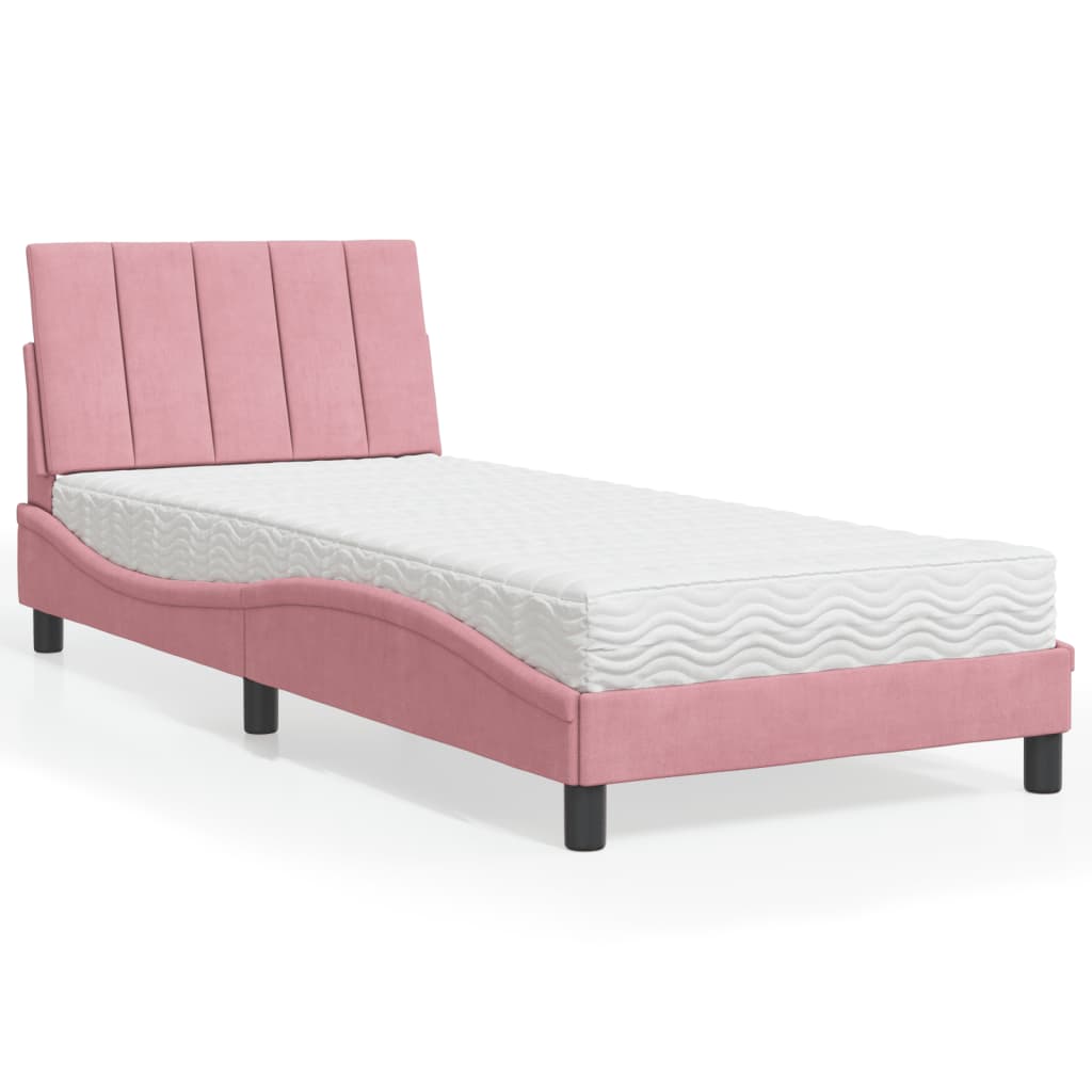 Cama com colchão hanko 80x200 cm veludo rosa