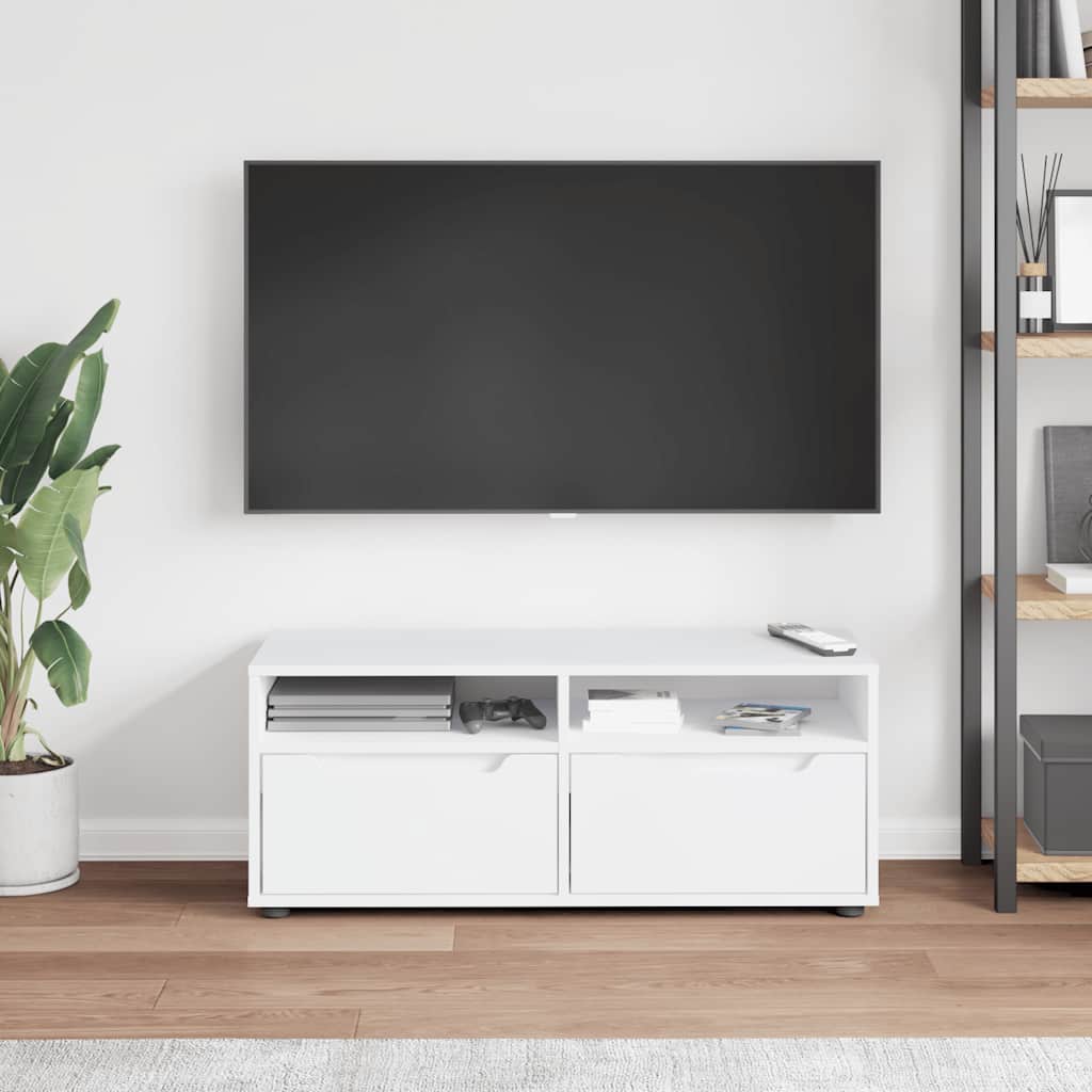 Móvel TV visnes derivados de madeira branco 100x40x38 cm