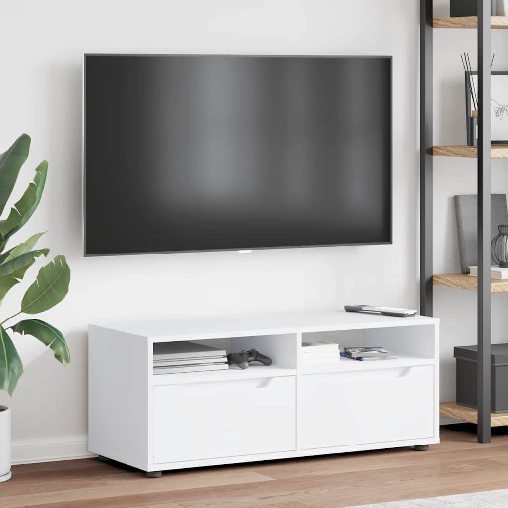 Móvel TV visnes derivados de madeira branco 100x40x38 cm