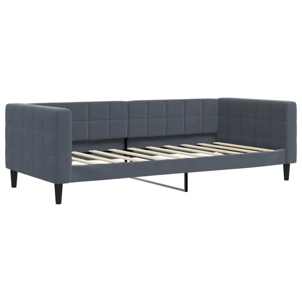 Sofá-cama c/ gavetão e colchões 90x190cm veludo cinzento-escuro