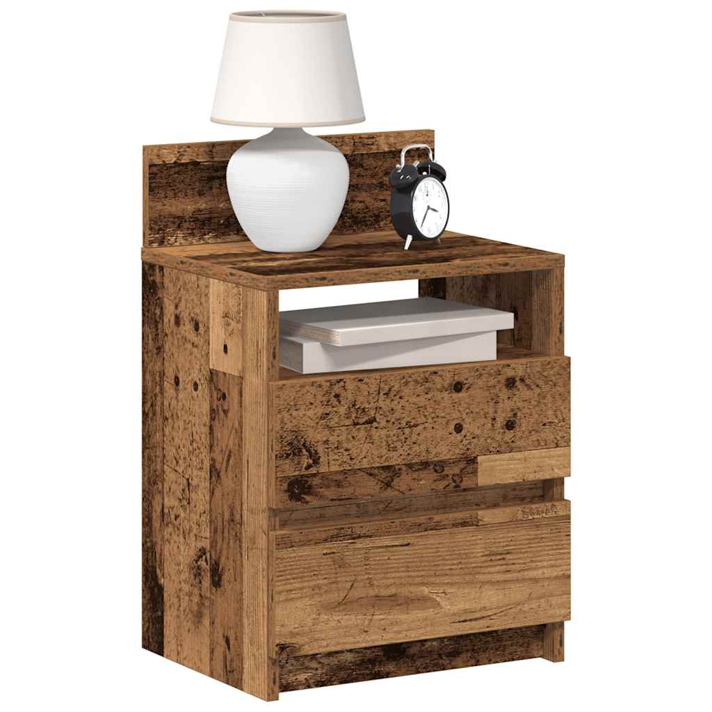 Mesas de cabeceira 2 pcs com 2 gavetas 40x33x60cm madeira velha