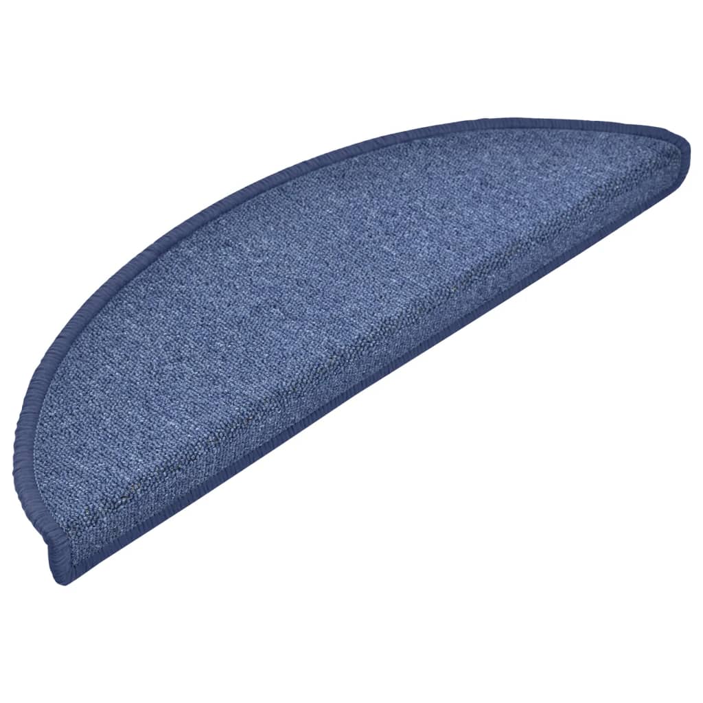 Tapetes de escada 15 peças 56x17x3 cm azul semicircular