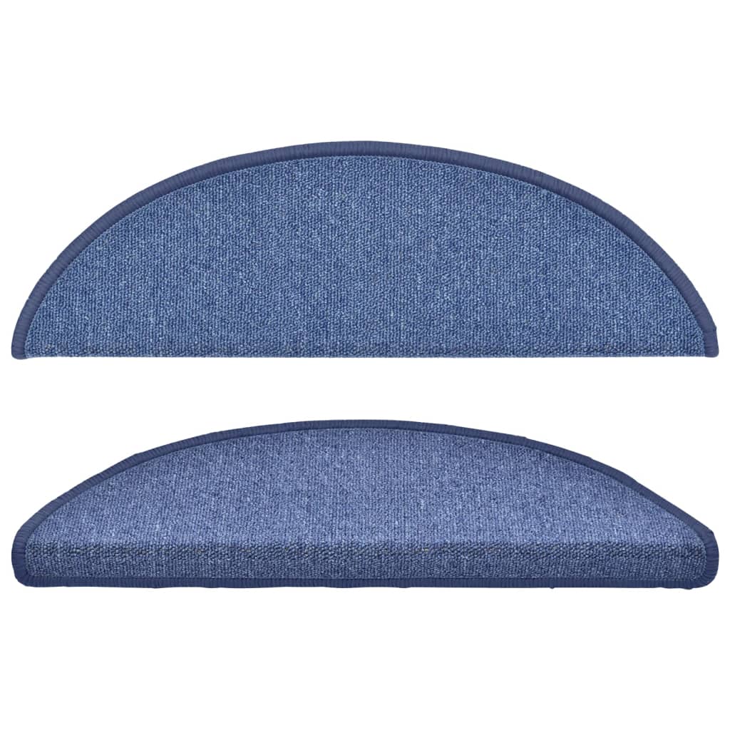 Tapetes de escada 15 peças 56x17x3 cm azul semicircular
