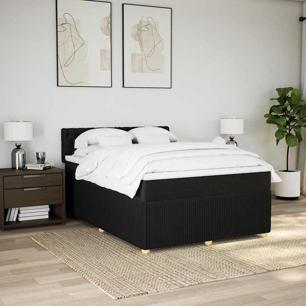 Cama com molas/colchão 140x190 cm tecido preto