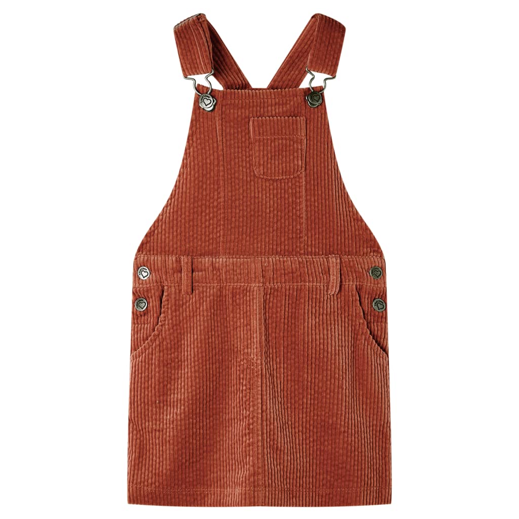 Vestido com peitilho para criança bombazina cor conhaque 104
