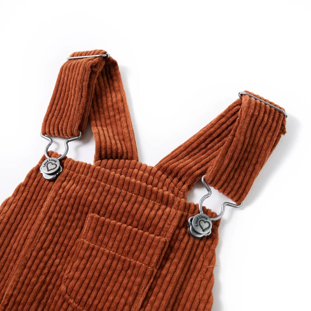 Vestido com peitilho para criança bombazina cor conhaque 104