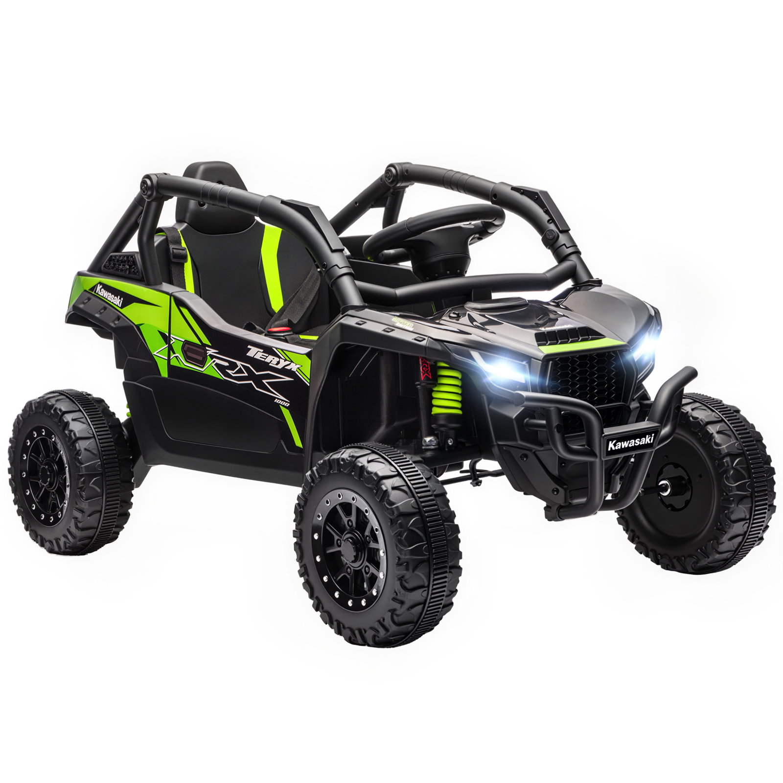 Carro elétrico para crianças 12v kawasaki teryx krx 1000 com 2 motores faróis e USB 100x64x56 cm preto