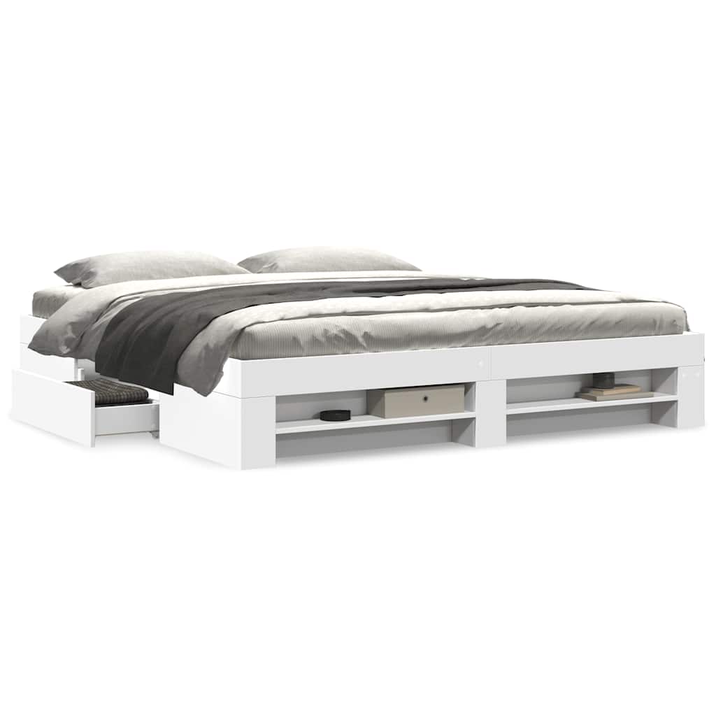 Estrutura de cama 200x200 cm derivados de madeira branco