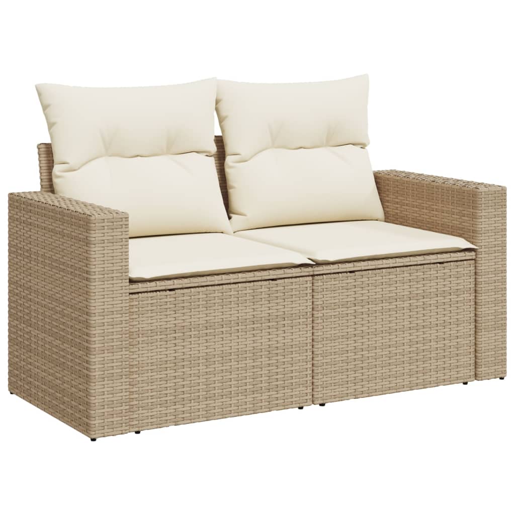 10 Pcs conjunto de sofás p/ jardim com almofadões vime PE bege