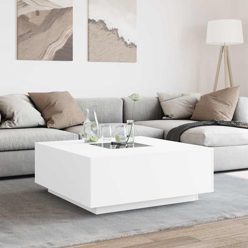 Mesa de centro luzes LED infinity 100x100x40 cm branco