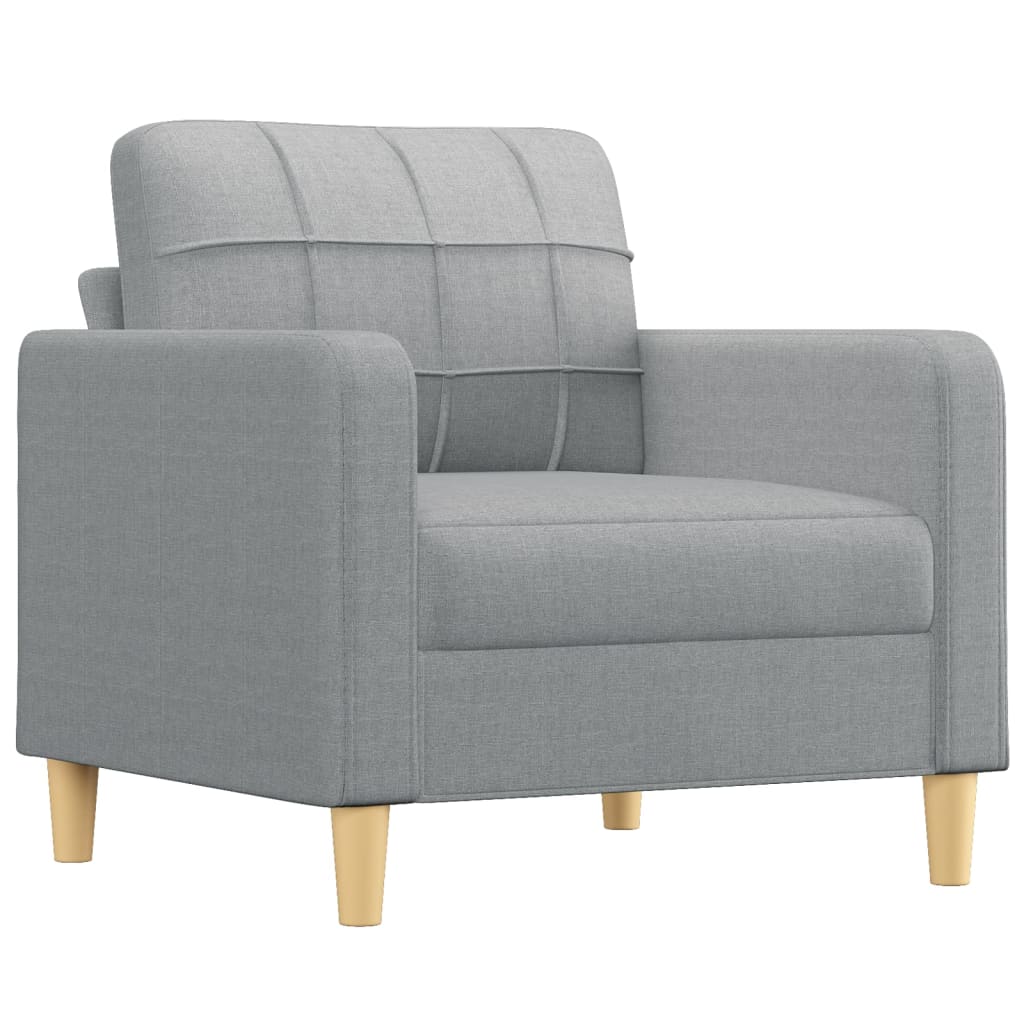 3 Pcs conjunto de sofás com almofadas tecido cinzento-claro