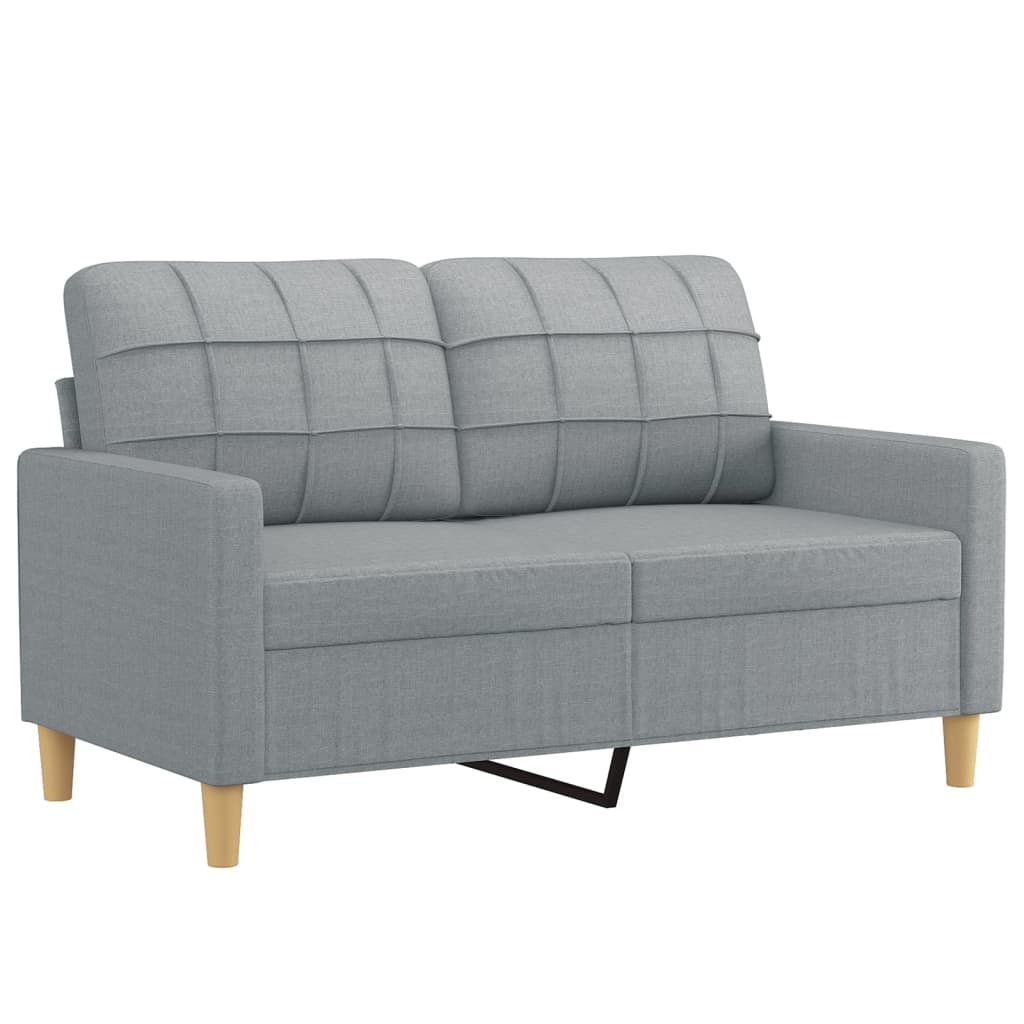 3 Pcs conjunto de sofás com almofadas tecido cinzento-claro