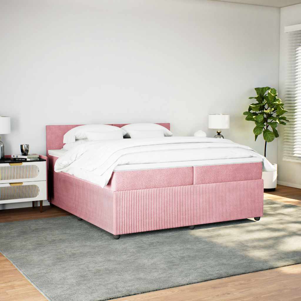 Cama com molas/colchão 200x200 cm veludo rosa