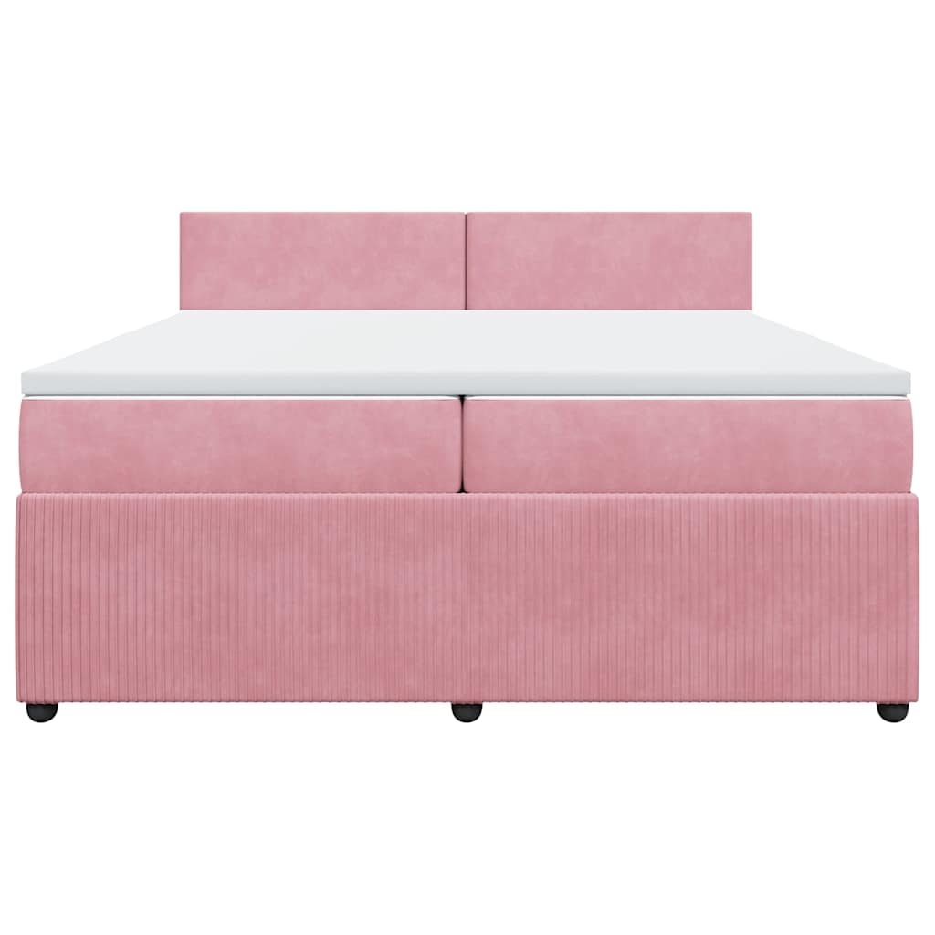 Cama com molas/colchão 200x200 cm veludo rosa