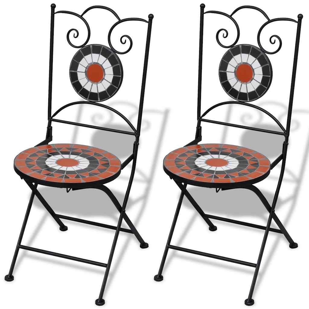 Cadeiras de bistrô dobráveis 2 pcs cerâmica terracota e branco