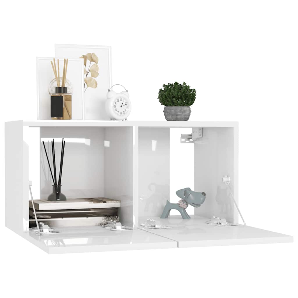 8 Pcs conjunto de móveis de TV derivados de madeira branco