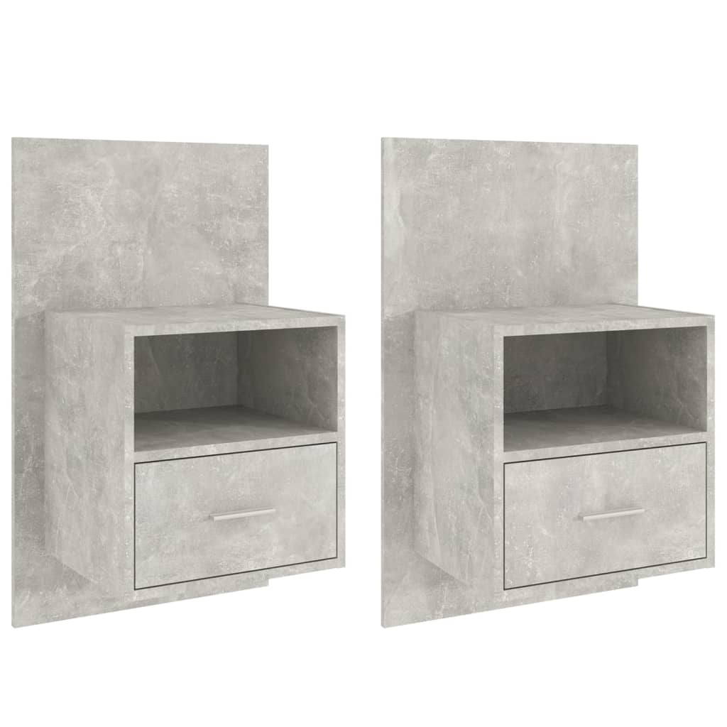 Mesas de cabeceira montagem na parede 2 pcs cinzento cimento