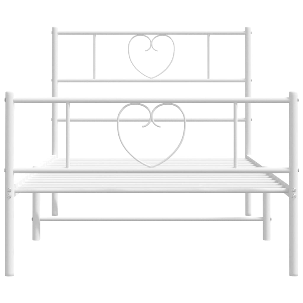 Estrutura de cama com cabeceira e pés 107x203 cm metal branco