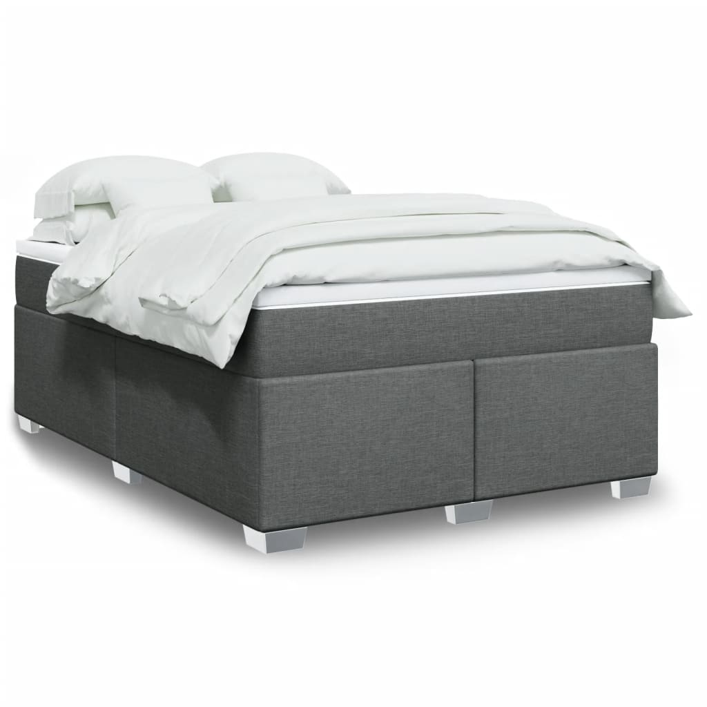 Cama com molas/colchão 140x190 cm tecido cinzento-escuro